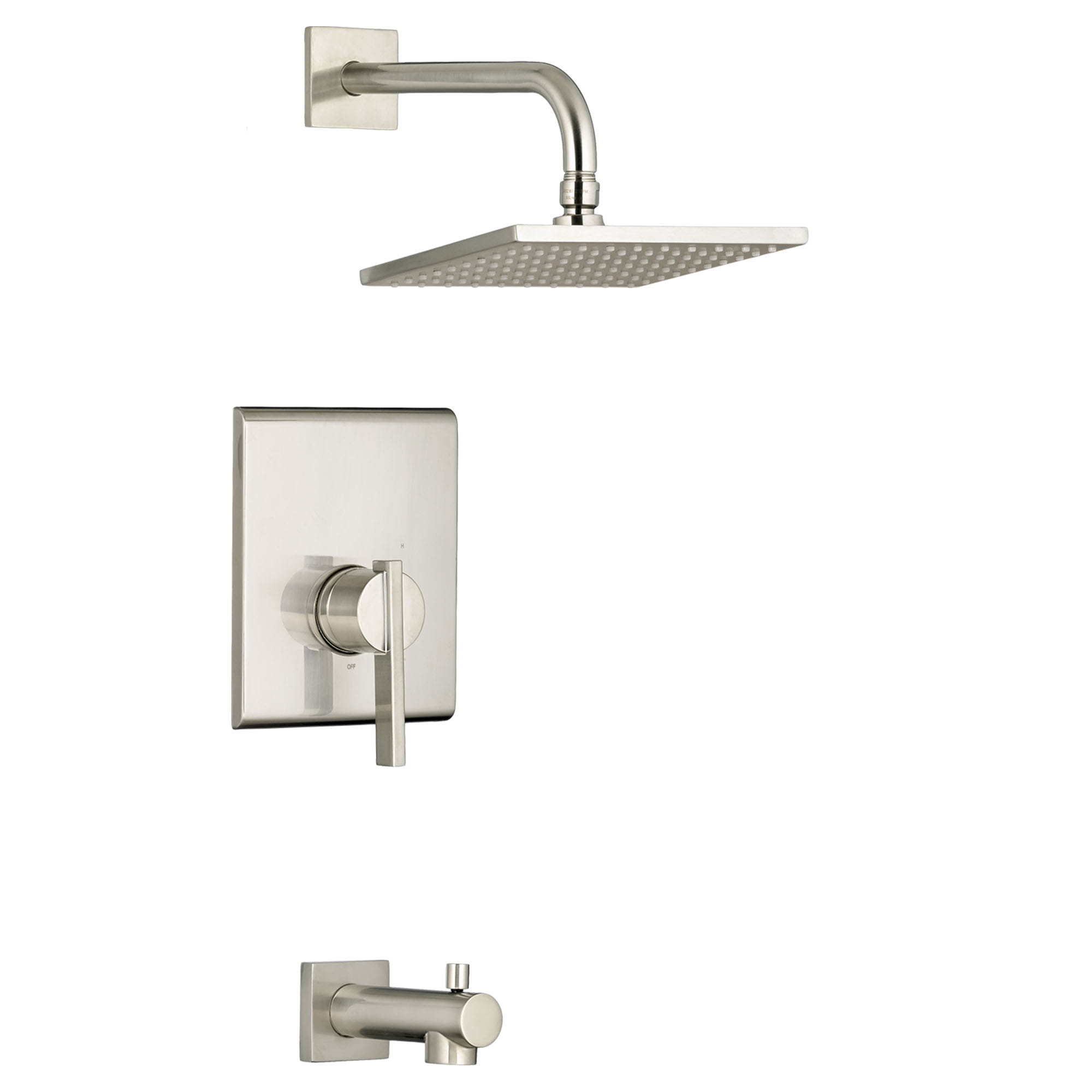 Times Square 25 gpm 95 L min Tub and Shower Trim Kit With Rain Showerhead Double Ceramic Pressure Balance Cartridge With Lever Handle   BRUSHED NICKEL